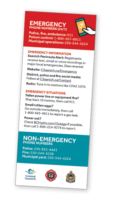 Example of information for local emergencies
